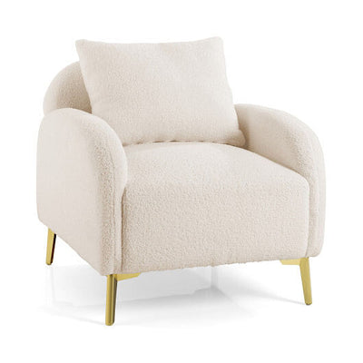 Modern Upholstered Accent Chair with Removable Pillow and Soft Padded Seat-White - Free Shipping 