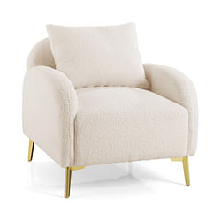 Modern Upholstered Accent Chair with Removable Pillow and Soft Padded Seat-White - Free Shipping