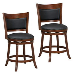 Swivel Bar Stools Set of 2 with 20 Inch Wider Cushioned Seat-Brown - Free Shipping