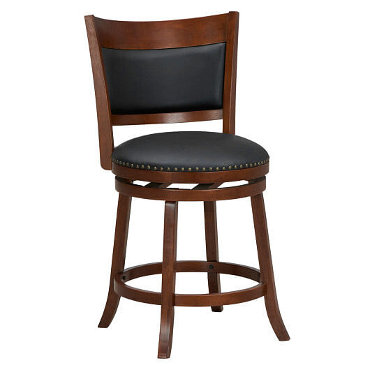 Swivel Bar Stools Set of 2 with 20 Inch Wider Cushioned Seat-Brown - Free Shipping