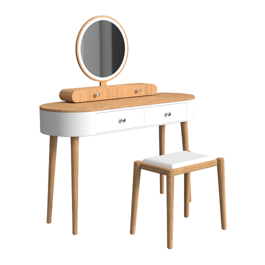 Makeup Vanity Table Set with LED Mirror and 3 Spacious Drawers-White-Dark Wood - Free Shipping