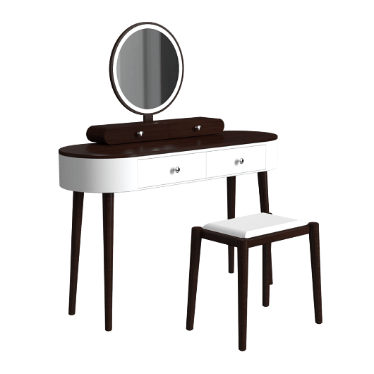 Makeup Vanity Table Set with LED Mirror and 3 Spacious Drawers-White-Dark Wood - Free Shipping