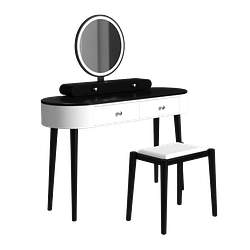 Makeup Vanity Table Set with LED Mirror and 3 Spacious Drawers-White-Dark Wood - Free Shipping