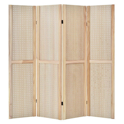 4-Panel Pegboard Display 5 Feet Tall Folding Privacy Screen for Craft Display Organized-Natural - Free Shipping 