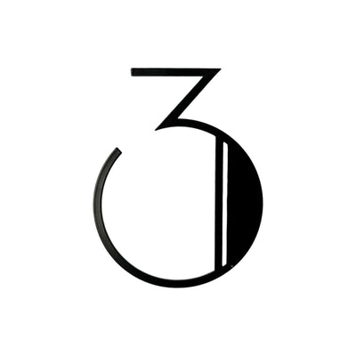 Black Deco Number-3, 6 in 