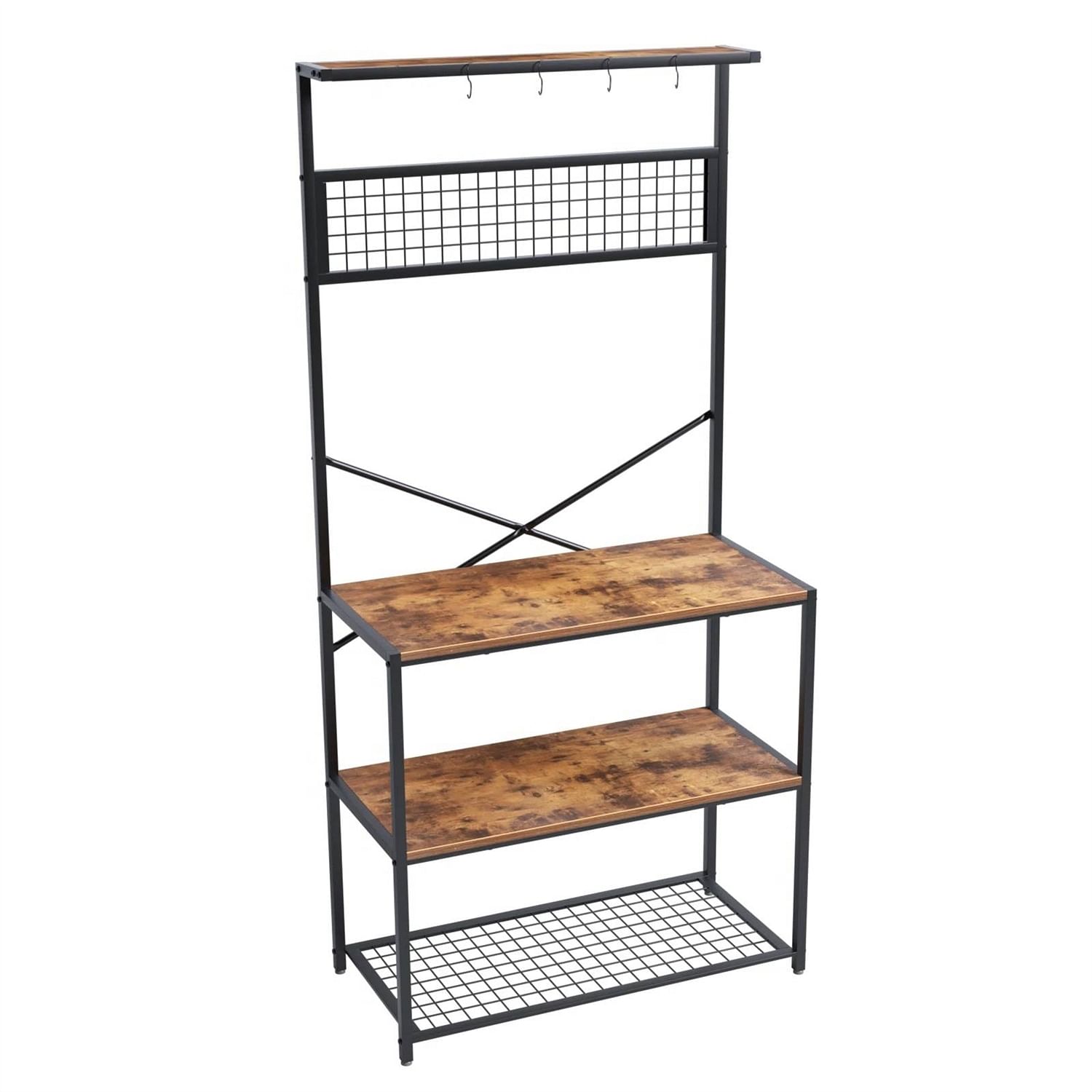 Modern Metal Wood 4-Shelf Kitchen Baker's Rack Microwave Stand - Free Shipping 