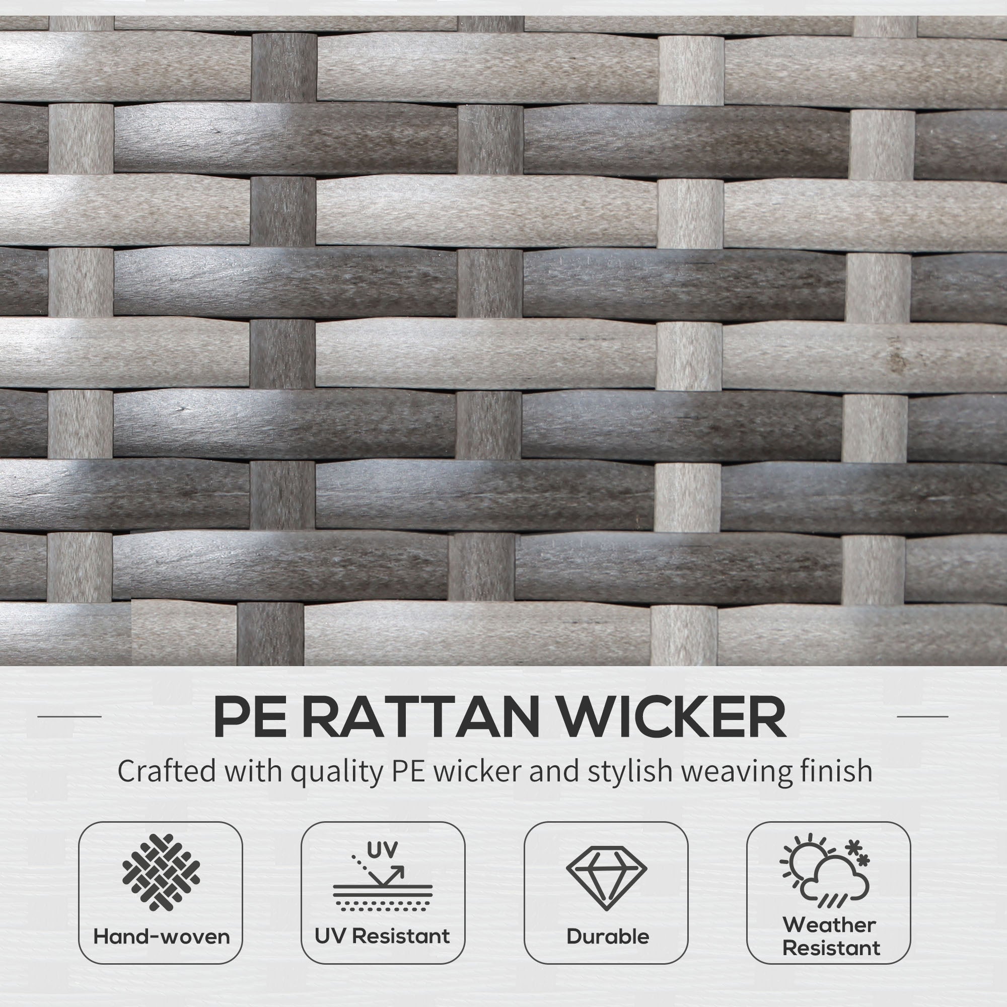 Outsunny Rattan Wicker 3pcs Coffee Set Blue Garden Chairs Table Outdoor Furniture Cushioned All Weather Patio 