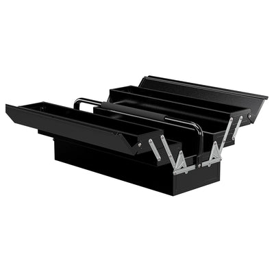 DURHAND 22" inches Metal Tool Box, Portable 5-Tray Cantilever Steel Tool Chest Cabinet, Black 