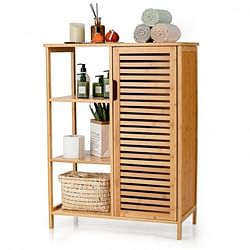 Bamboo Bathroom Storage Cabinet with Single Door-Natural - Free Shipping 