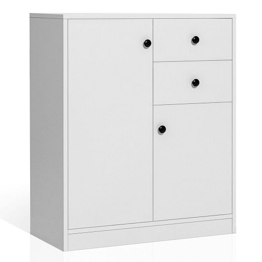 2-Door Free-standing Kitchen Sideboard with Adjustable Shelves-White - Free Shipping 