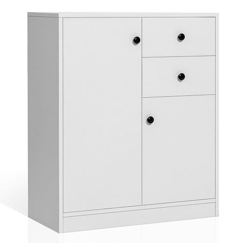 2-Door Free-standing Kitchen Sideboard with Adjustable Shelves-White - Free Shipping 