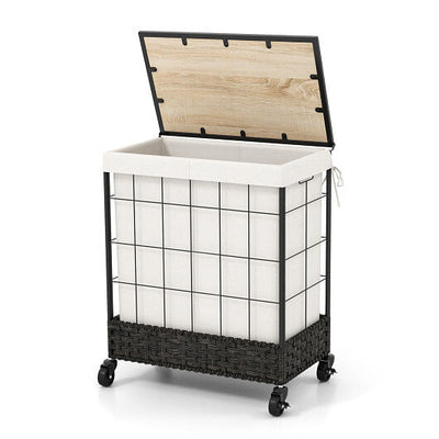 Laundry Hamper with Lid and Lockable Wheels - Free Shipping 