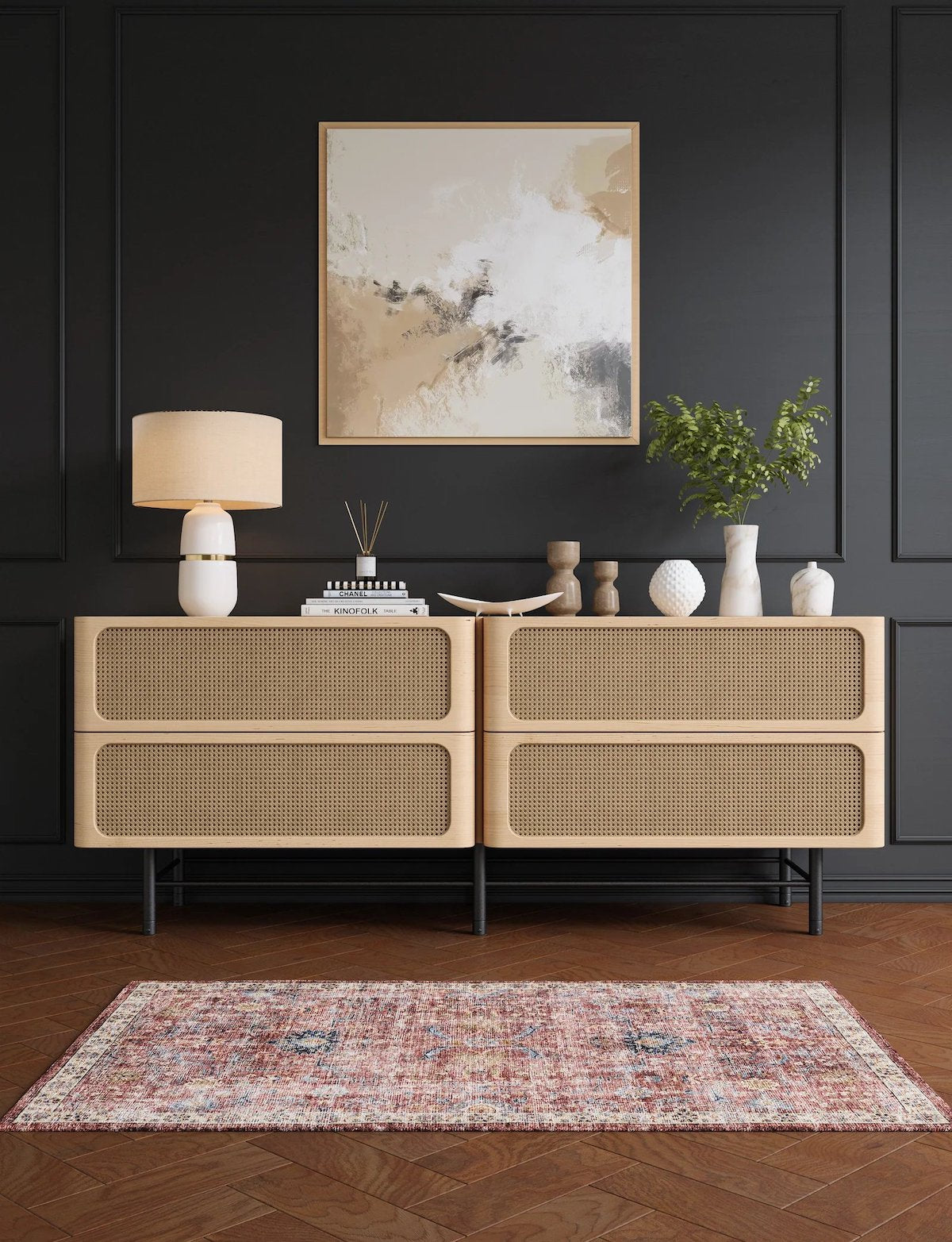 Jasper Rose Taupe Red Rug 