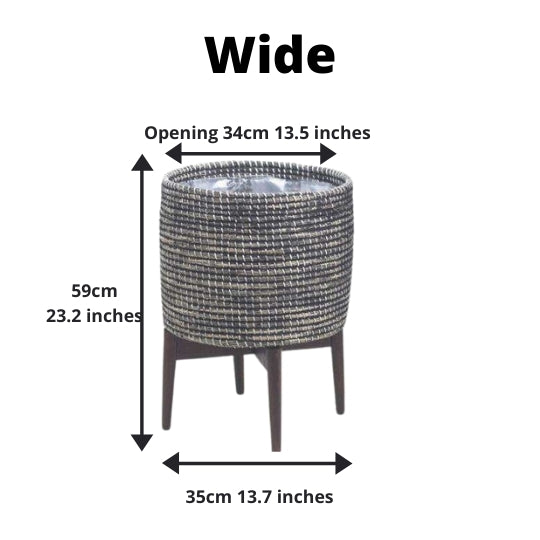 Jax -Black Tall Mid-Century Planter With Turned Leg Stand 