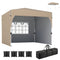 9.6 x 9.6 ft Pop Up Canopy Tent with 3 Sidewalls, UPF 50+ 1-Button Push Easy Setup Outdoor Instant Canopy, Khaki