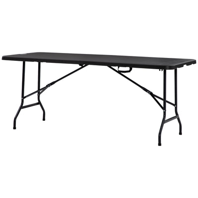 Outsunny Foldable Patio Dining Table for 6, Rectangular Outdoor Table for Garden Lawn Backyard, Dark Grey 