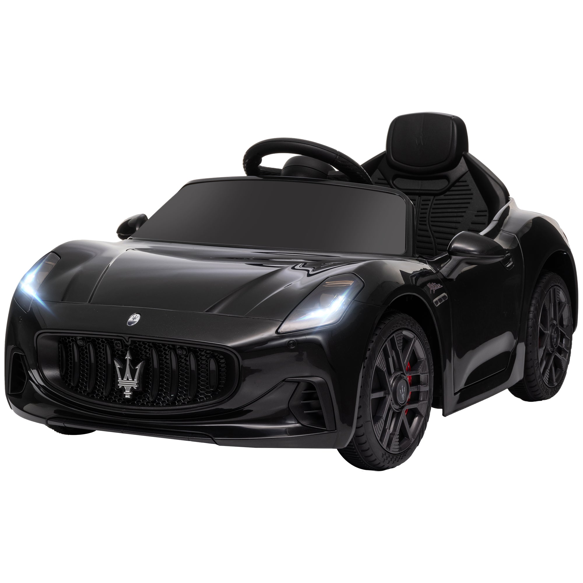 Qaba 12V Maserati Gran Turismo Licensed Kids Electric Car w/ Remote Control, Soft Start, LED Lights, Music, Horn, MP3, Black 