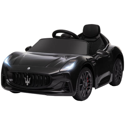Qaba 12V Maserati Gran Turismo Licensed Kids Electric Car w/ Remote Control, Soft Start, LED Lights, Music, Horn, MP3, Black 
