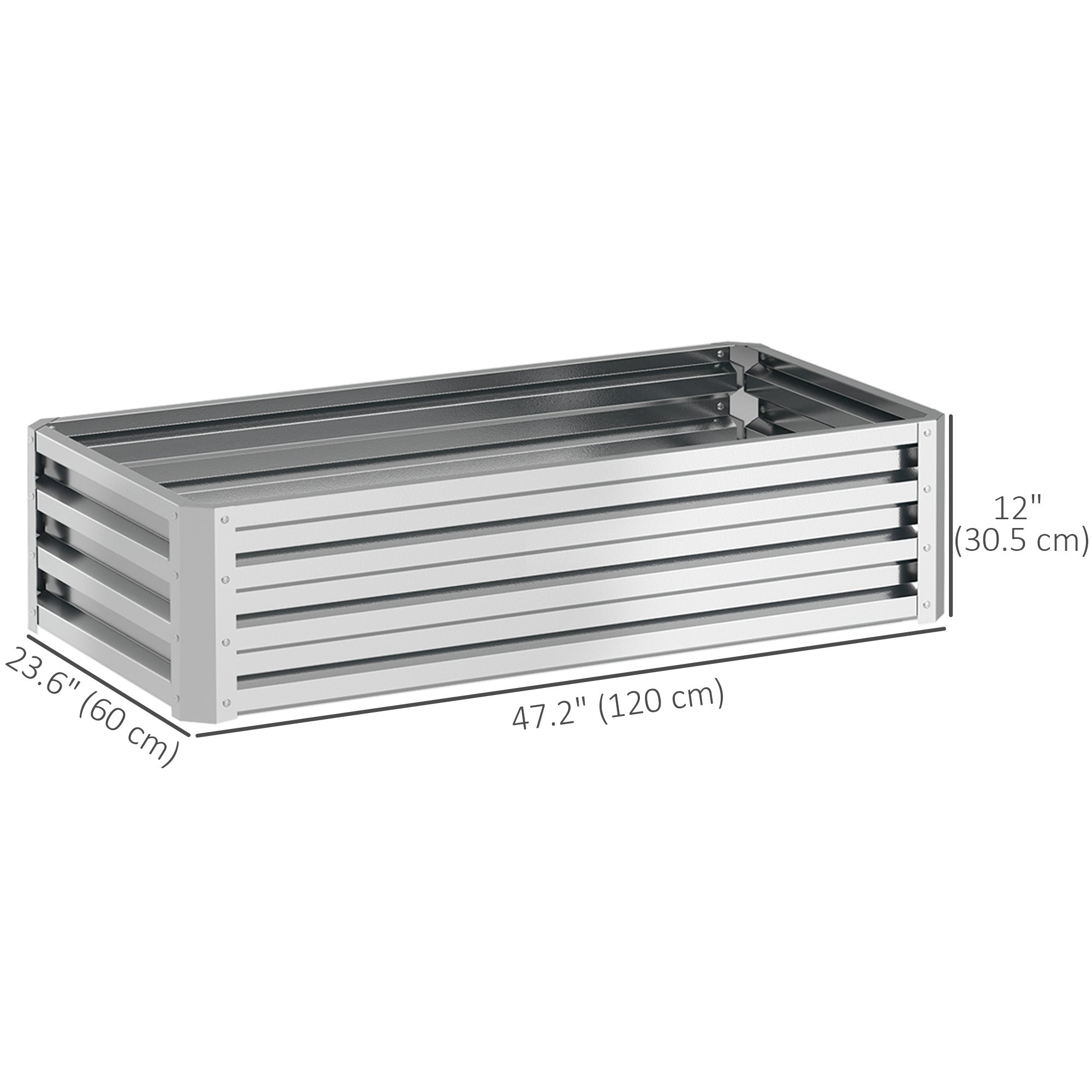 Outsunny Galvanized Raised Garden Bed, Outdoor Planter Box for Vegetables, Flowers, Herbs, 4' x 2' x 1', Silver 