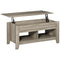 HOMCOM Lift Top Coffee Table with Hidden Storage and Open Shelves Oak Effect for Living Room