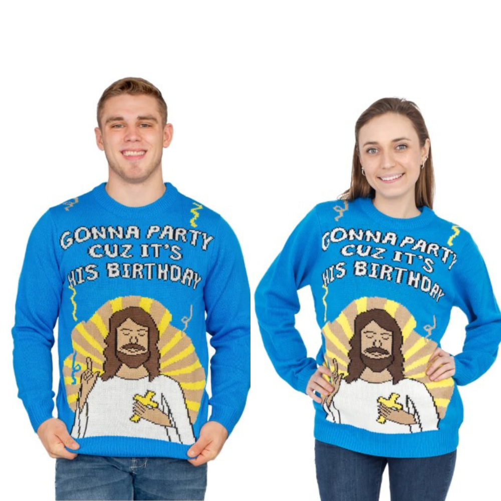 Couple - Jesus Birthday Party Sweaters 