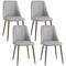 HOMCOM Set of 4 Modern Kitchen Dining Chairs Velvet-touch Upholstery Curved Back Wood-grain Steel Legs Grey