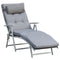 Outdoor Folding Chaise Lounge Chair Recliner with Portable Design, Adjustable Backrest, Cushion and Headrest, Grey