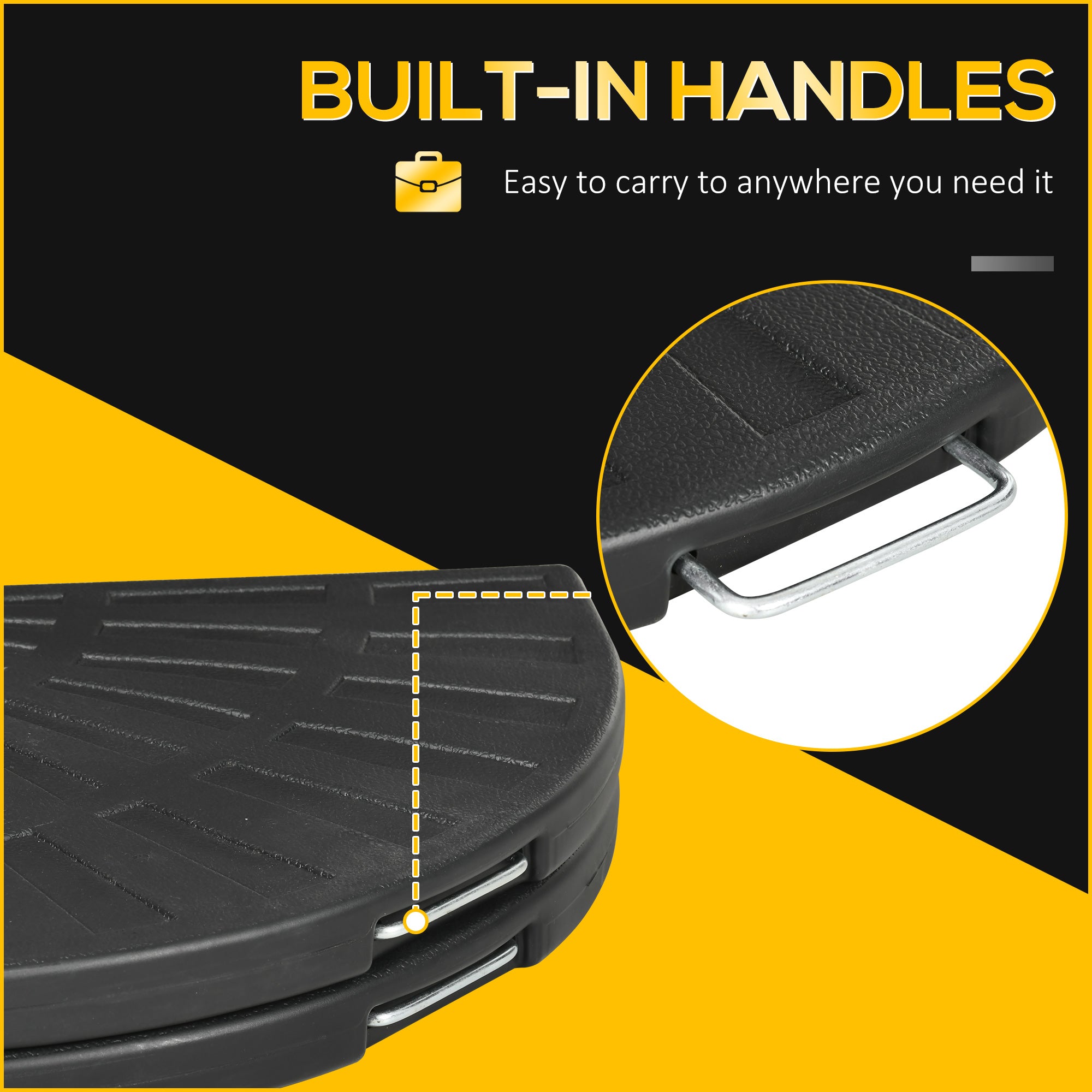 Outsunny 2-Piece Umbrella Weights for Cantilever Parasols with Handles, Heavy Duty Parasol Base Weights for Cross Base, Black 