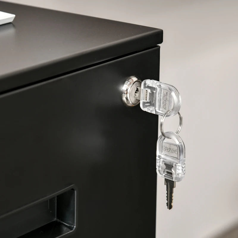 File Cabinet, Vertical Filing Cabinet with Adjustable Partition for A4 Letter Size, Lockable for Office, Black