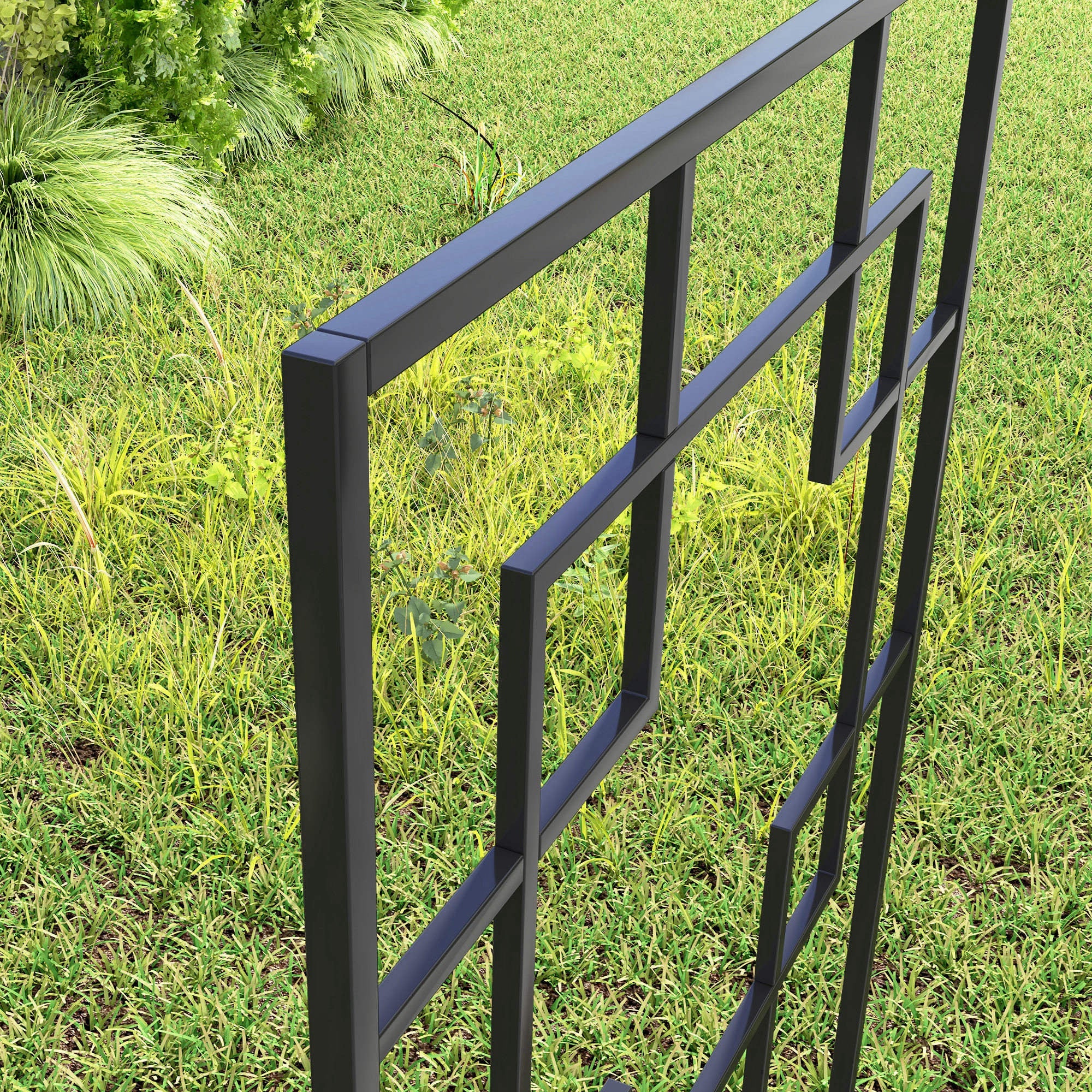 Outsunny 72in Garden Trellis with 4 Mental Grid Panels for Roses, Cucumbers & Vine Plants, Rust-Resistant for All Weather Use 