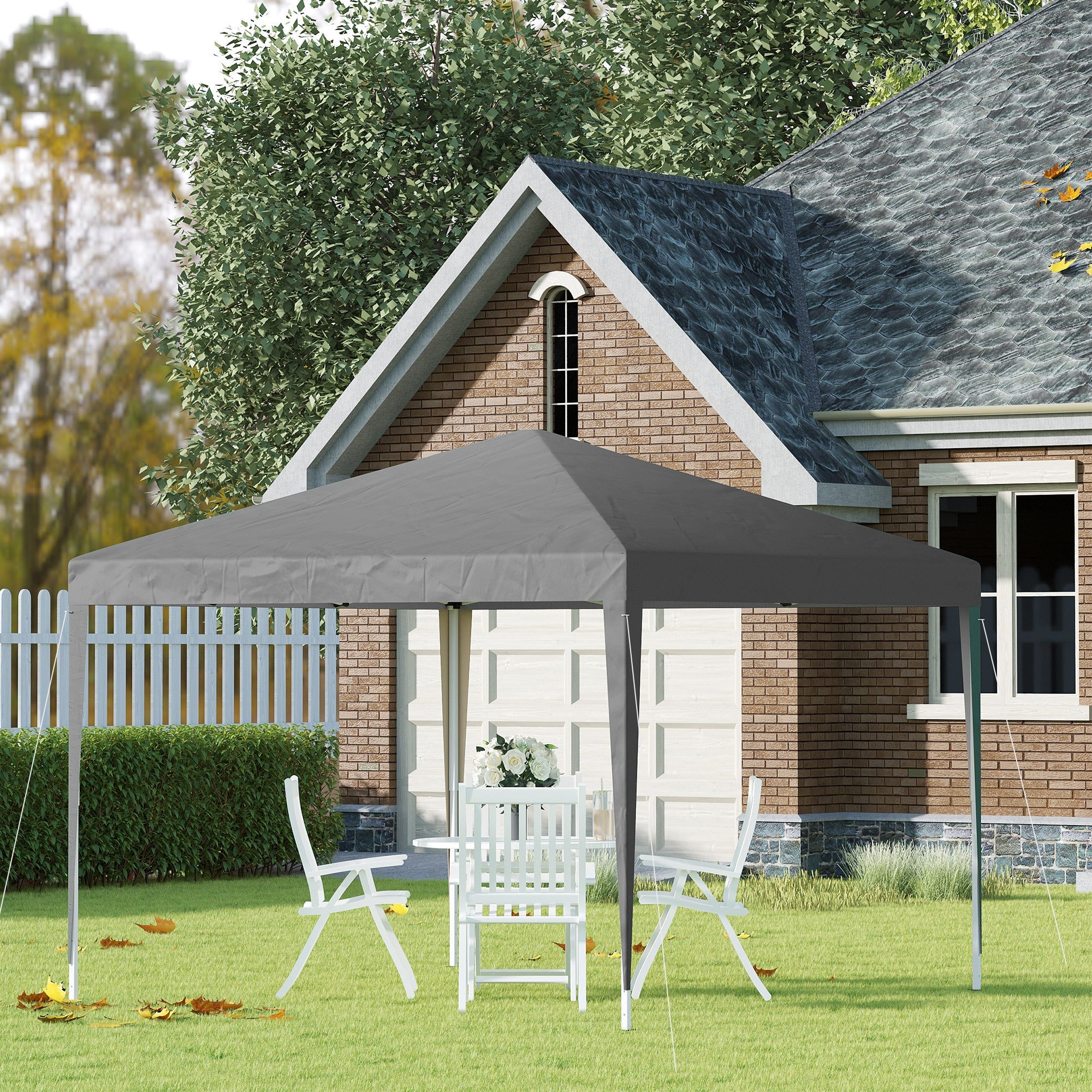 Outsunny 10 x 10ft Folding Pop Up Tent Outdoor Gazebo Canopy with Carrying Bag, Grey 