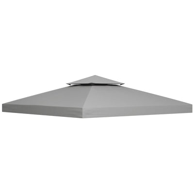 Outsunny Luminous Shade: 9.8' Square Gazebo Canopy Replacement Top, Light Grey Outdoor Garden Sun Shade 