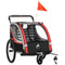 Aosom 3-in-1 Bike Trailer for Kids, Running Stroller with 2 Seats, Jogging Cart with 5-Point Harness, Storage Units, Red