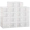 HOMCOM 18-Cube Stackable Shoe Storage Organizer Modular Shoe Cabinet for Entryway Clear and White