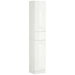 Tall Bathroom Storage Cabinet, Slim Bathroom Cabinet with 3 Tier Shelf, Drawer, Door, Freestanding Linen Tower, White