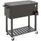 Outdoor Beverage Cooler Bar Cart, 67-Qt Patio Cooler Cart Rolling Ice Chest with Shelf, Bottle Opener and Wheels, Grey