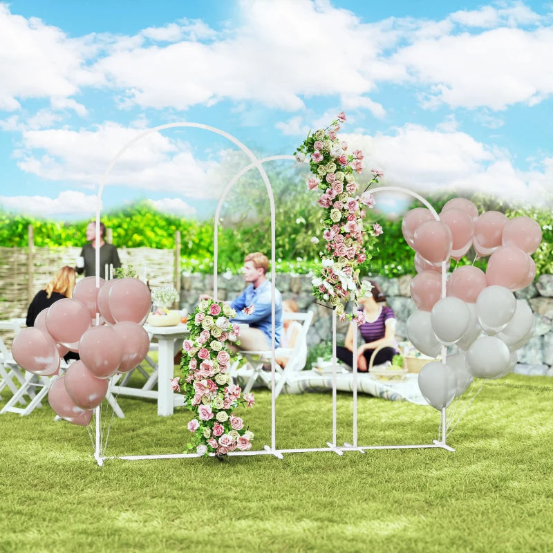 Wedding Arch, 7/6.5/6 ft Metal Balloon Arch Backdrop Stand Set of 3 for Birthday Party, Bridal Shower, White