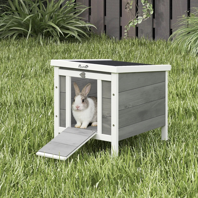 Wooden Rabbit Hutch Bunny Cage Outdoor Cat House Guinea Pig Cage Duck Shelter, Indoor Outdoor Use, 20"x16.5"x17", Grey