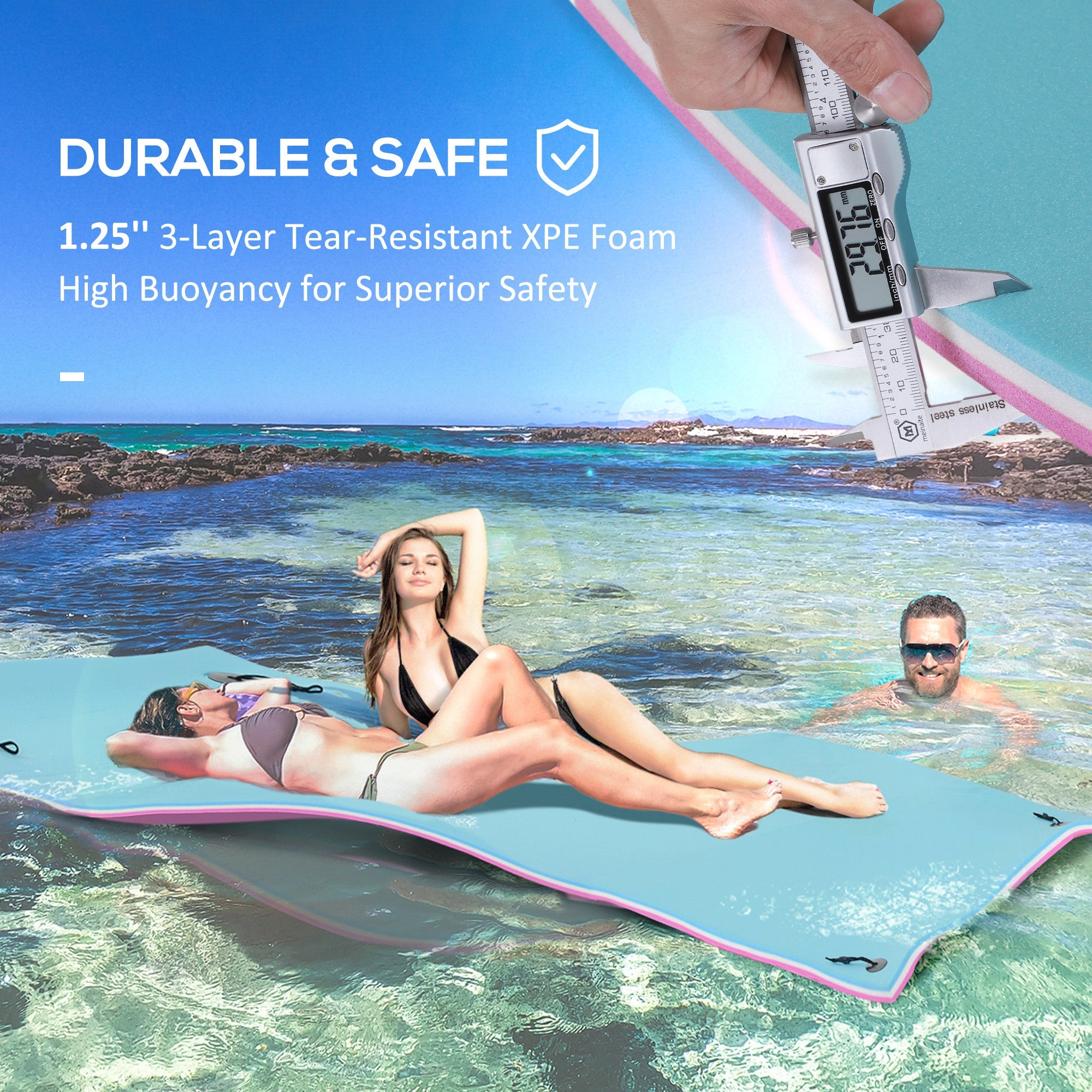 HOMCOM 10x5ft Floating Mat Floating Lily Pad Water Carpet Float Aqua Mat Water Recreation and Relaxing in Pool Beach Lake 