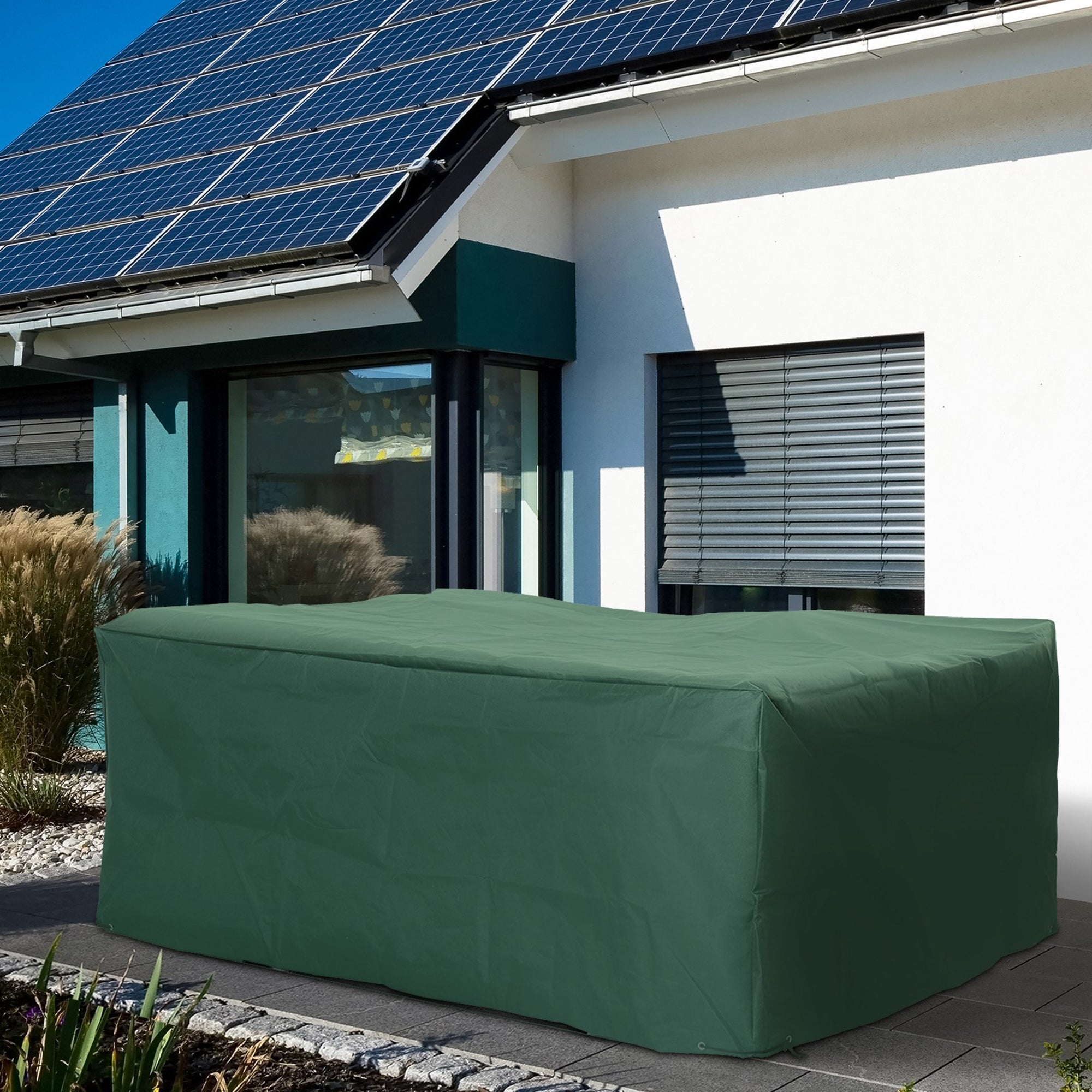 Outsunny Patio Furniture Cover Waterproof Outdoor Rattan Wicker UV Rain Protector Dark Green 83”x55” 