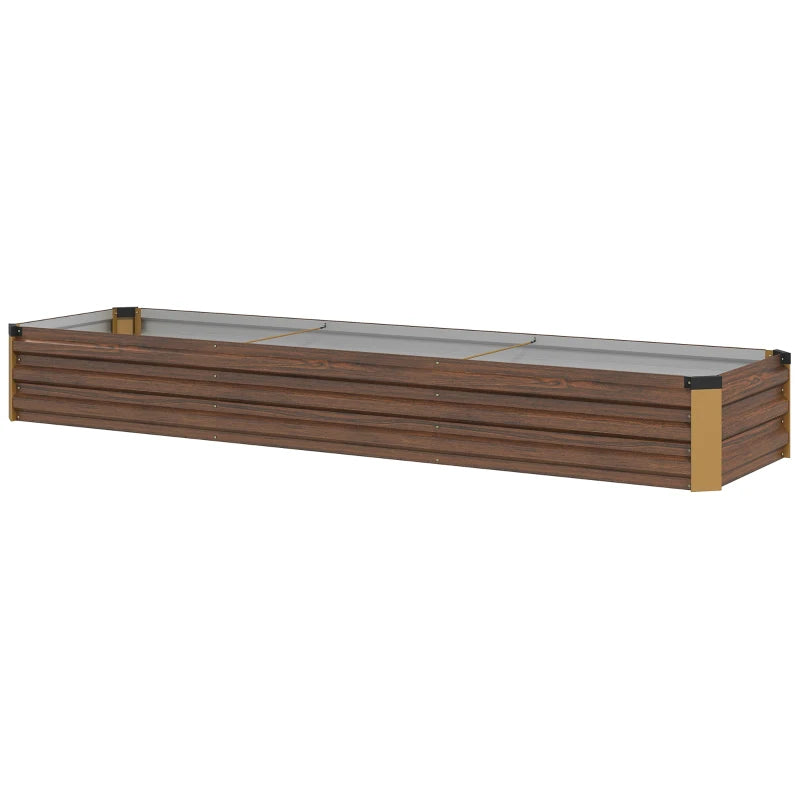 8'x2'x1' Galvanized Raised Bed, Large Elevated Planter Box for Growing Flowers, Herbs and Vegetables, Dark Brown