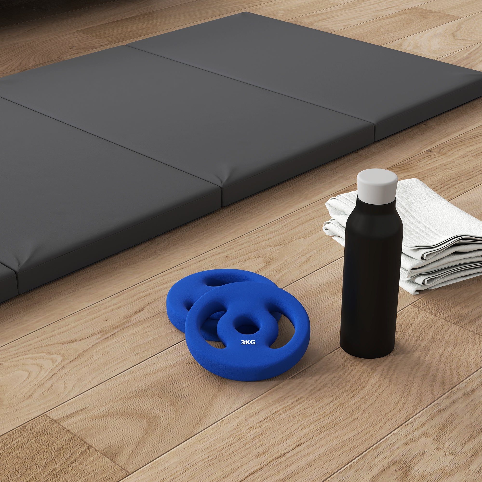 Soozier 2 x 6.6lbs Standard Weight Plates with Easy-Grip Handles, 1" Holes, for Home, Gym, Weight Lifting and Strength Training 