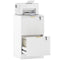Lockable Filing Cabinet with 2 Fluted Drawers, File Cabinet with Adjustable Hanging Rails for A4 Letter Files, White