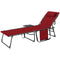 Outsunny Outdoor Folding Lounge Chair, Reclining Chaise Lounge Tanning Chair with Adjustable Back, Side Table, Headrest, Red