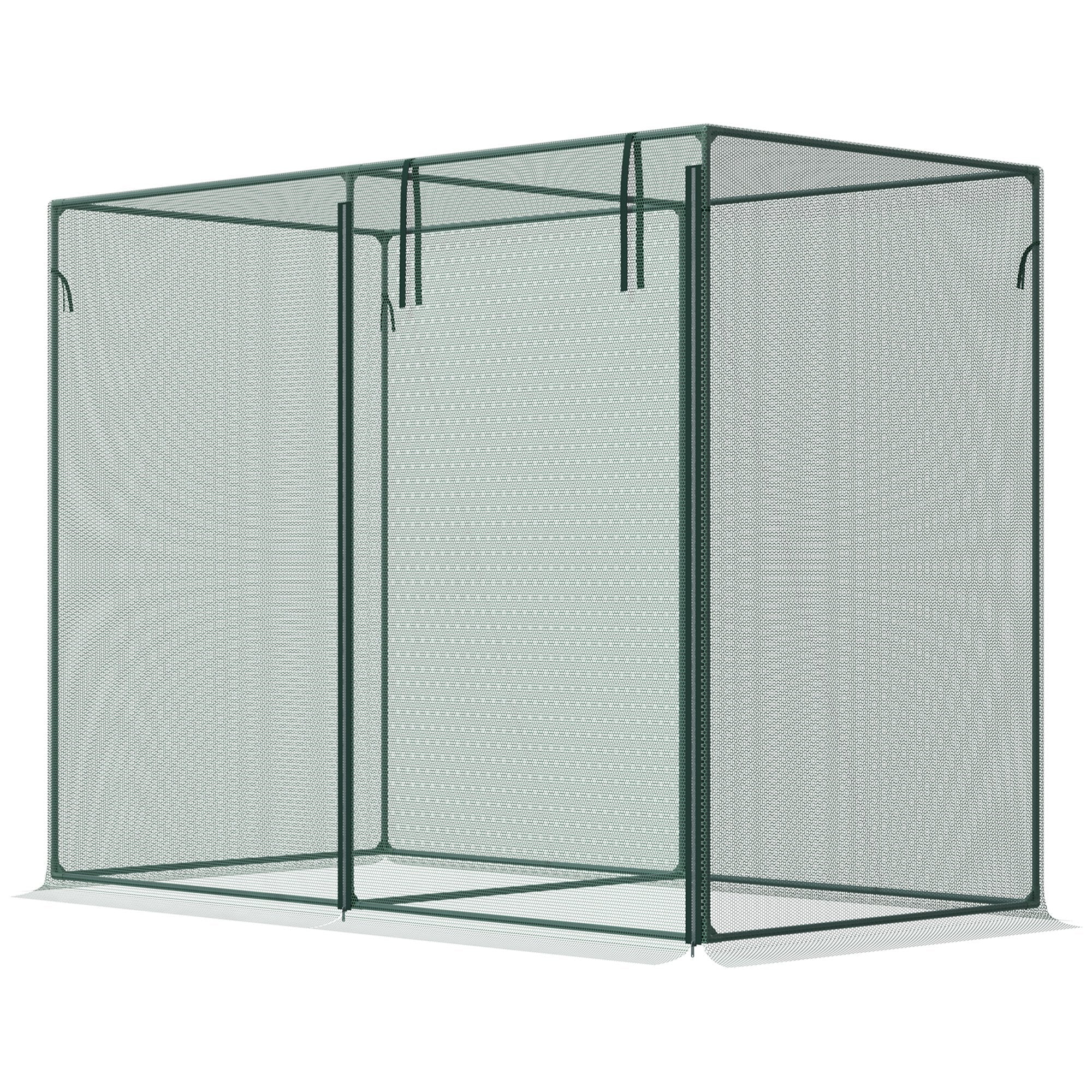Outsunny 6.5 x 3.3ft Crop Cage, Garden Plant Protector with Single Zippered Door, Storage Bag and Ground Stakes, Green 