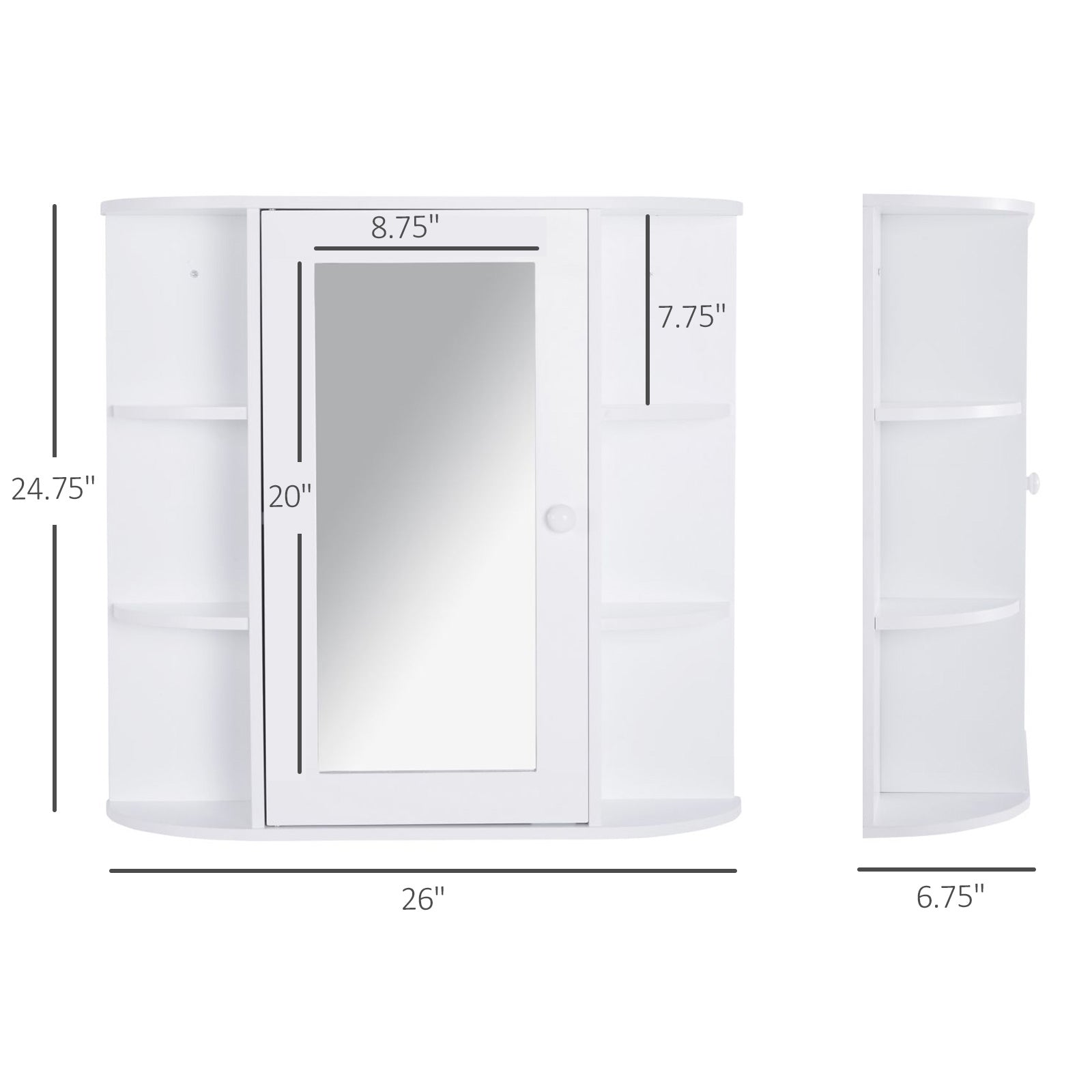 HOMCOM White Over Toilet Cabinet: Wall Mounted Bathroom Storage with Mirrored Door for Medicine & Accessories 