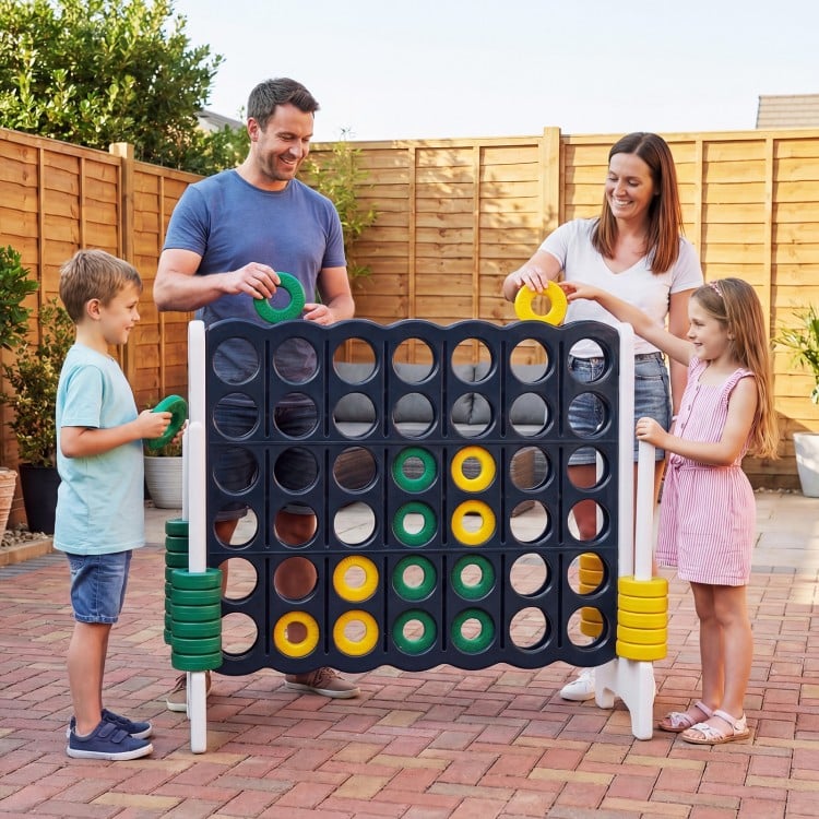 Jumbo 4-to-Score Game Set for Kids and Adults 3.5FT Tall by 4FT Wide Oversized Family Fun Game-Black