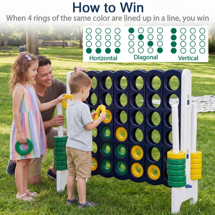 Jumbo 4-to-Score Game Set for Kids and Adults 3.5FT Tall by 4FT Wide Oversized Family Fun Game-Black