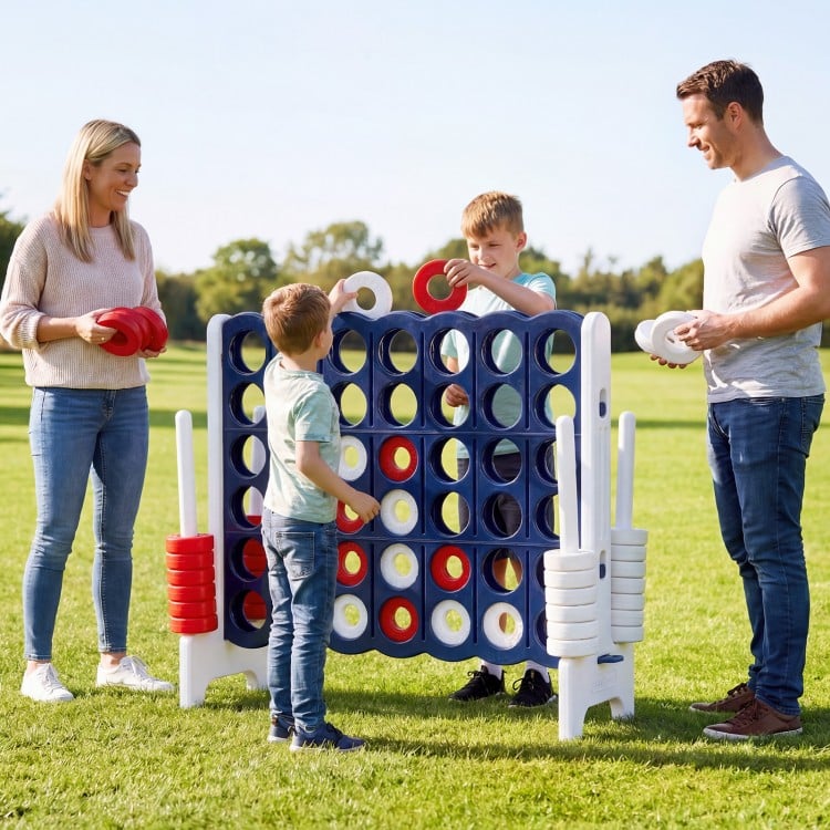 Jumbo 4-to-Score Game Set for Kids and Adults 3.5FT Tall by 4FT Wide Oversized Family Fun Game-White