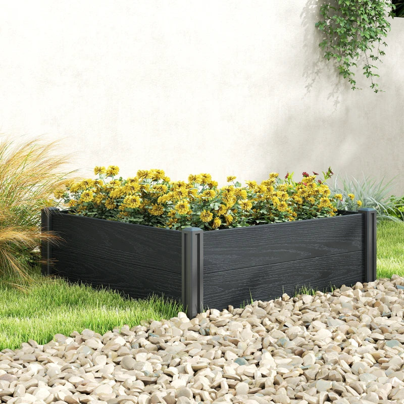Vinyl Raised Garden Bed Kit, 3 x 3 x 1ft Elevated Garden Box with Open Bottom, Screwless Outdoor Planter Box